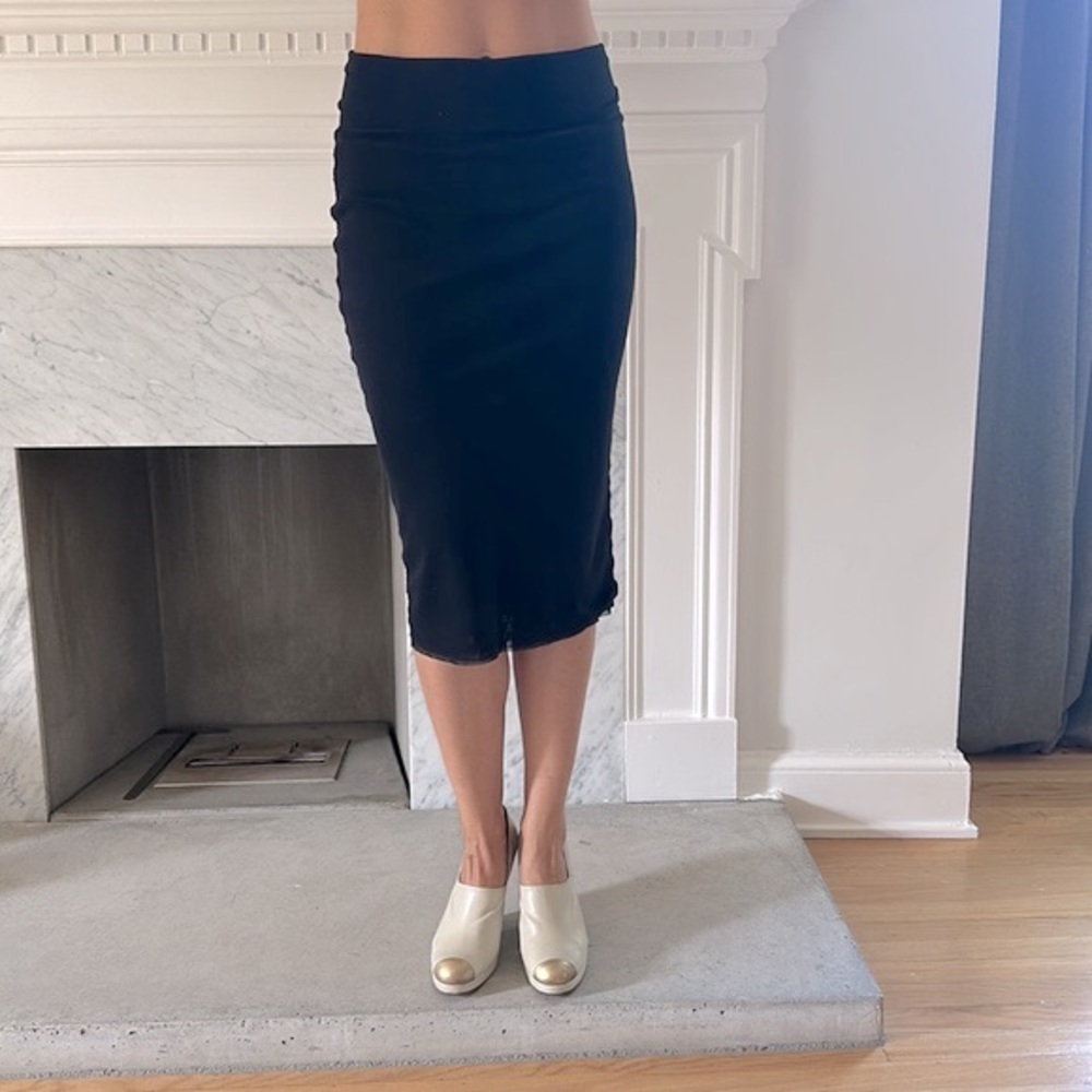 Jean Paul Gaultier Soleil pencil tulle skirt in black, size L, elastic waist